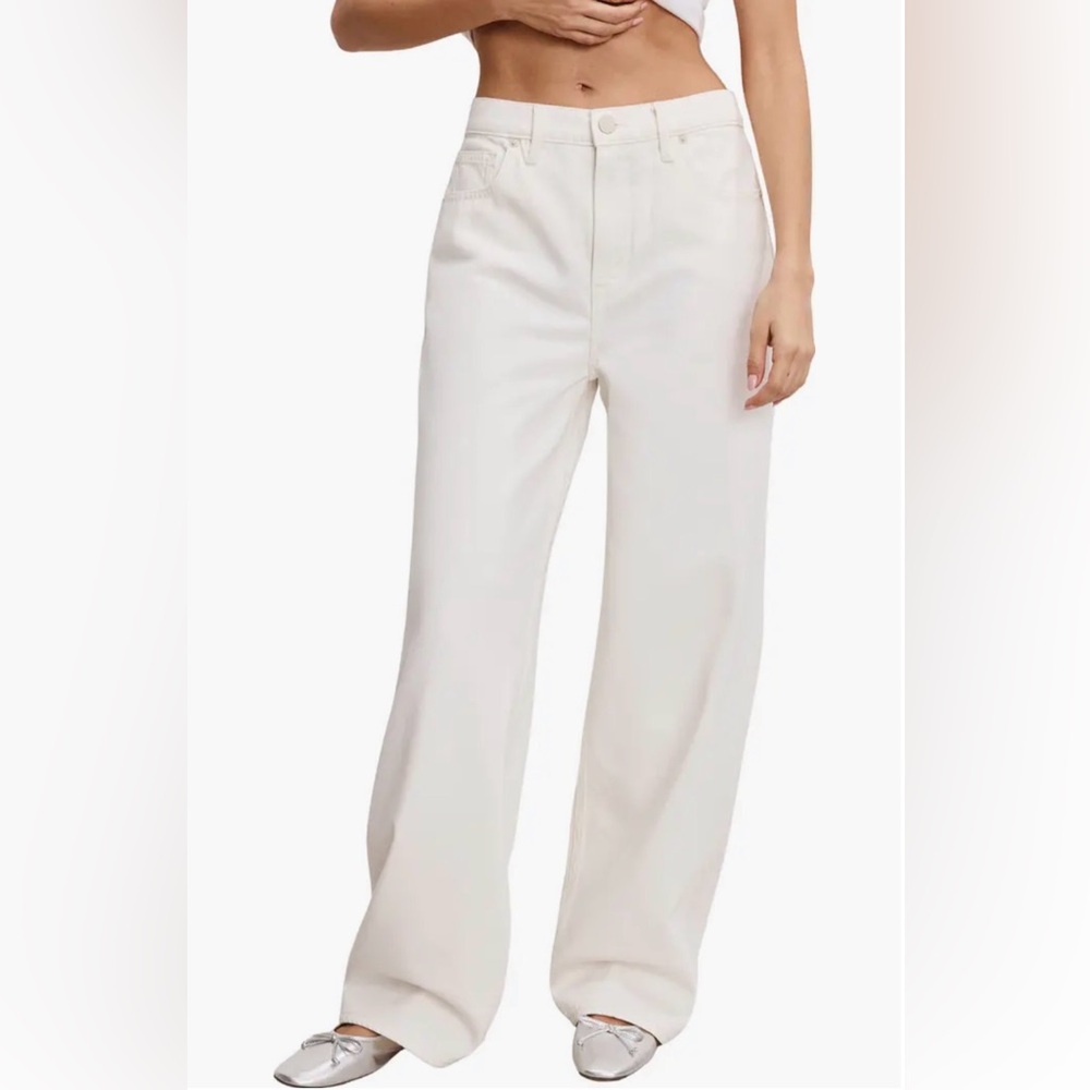 Good American Wide Leg Jeans in Off-White